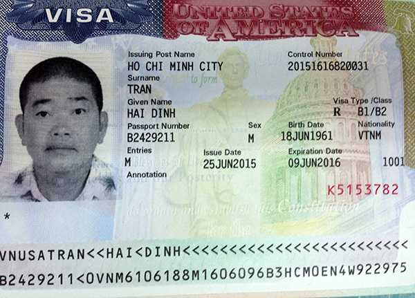 Trần Đình Hải đậu Visa du lịch Mỹ